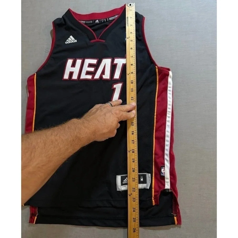 Adidas Miami Heat Basketball Bosh #1 Jersey Black NBA Size M Boys Sleeveless